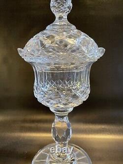 Antique 15 Clear Cut Glass Pedestal Compote Urn with Lid