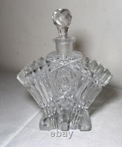 Antique 1800's Czechoslovakian cut crystal perfume cologne perfume glass bottle
