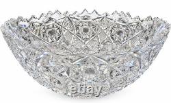 Antique 1880s American Brilliant Cut Crystal Punch Bowl Set 11 Cups Pedestal