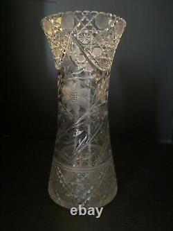 Antique 1910 Mckee American Brilliant Cut Crystal Flower Vase 12tall