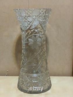 Antique 1910 Mckee American Brilliant Cut Crystal Flower Vase 12tall