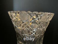 Antique 1910 Mckee American Brilliant Cut Crystal Flower Vase 12tall