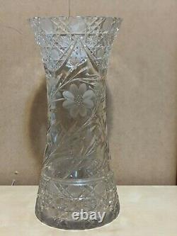 Antique 1910 Mckee American Brilliant Cut Crystal Flower Vase 12tall