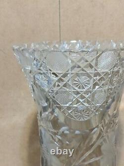 Antique 1910 Mckee American Brilliant Cut Crystal Flower Vase 12tall