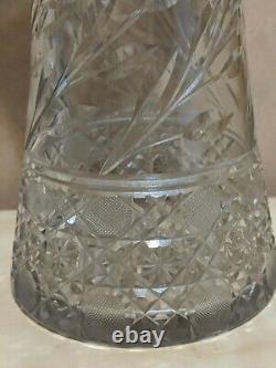 Antique 1910 Mckee American Brilliant Cut Crystal Flower Vase 12tall