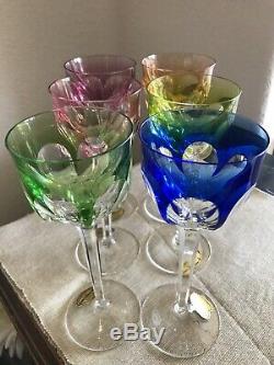 Antique 1950s Moser Crystal Cut Art Glasses, Sold Only as A Set