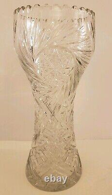 Antique 19th C. Large 12 ABP American Brilliant Period Deep Cut Crystal Vase