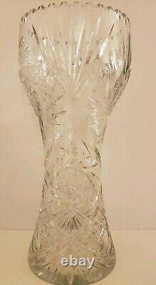 Antique 19th C. Large 12 ABP American Brilliant Period Deep Cut Crystal Vase