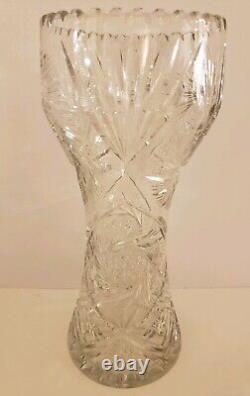 Antique 19th C. Large 12 ABP American Brilliant Period Deep Cut Crystal Vase