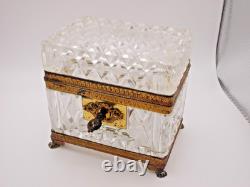 Antique 19th Century Baccarat Cut Crystal Box / Casket with Claw Feet