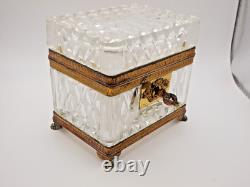 Antique 19th Century Baccarat Cut Crystal Box / Casket with Claw Feet