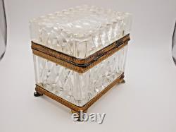 Antique 19th Century Baccarat Cut Crystal Box / Casket with Claw Feet