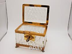 Antique 19th Century Baccarat Cut Crystal Box / Casket with Claw Feet