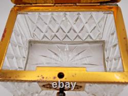 Antique 19th Century Baccarat Cut Crystal Box / Casket with Claw Feet