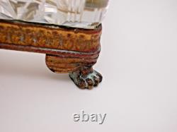 Antique 19th Century Baccarat Cut Crystal Box / Casket with Claw Feet