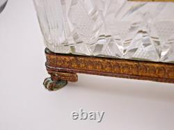 Antique 19th Century Baccarat Cut Crystal Box / Casket with Claw Feet