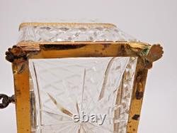 Antique 19th Century Baccarat Cut Crystal Box / Casket with Claw Feet