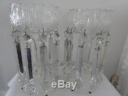 Antique 19th cen Cut Glass Crystal Irish English Lusters Girondles