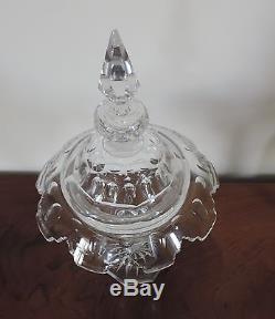 Antique 19th century Cut Crystal Glass Compote Urn & Cover Candy Jar Centerpiece