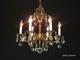 Antique 6 Arm 6 Light Svelte Shimmering Brass Cut Lead Glass Crystal Chandelier