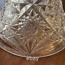 Antique ABP American Brilliant Cut Glass Punch Bowl Pedestal Hobstar Pinwheel