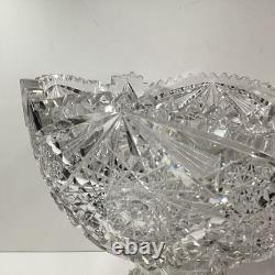 Antique ABP American Brilliant Cut Glass Punch Bowl Pedestal Hobstar Pinwheel