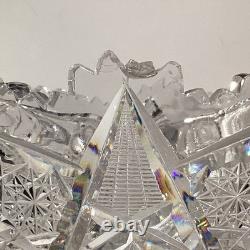 Antique ABP American Brilliant Cut Glass Punch Bowl Pedestal Hobstar Pinwheel