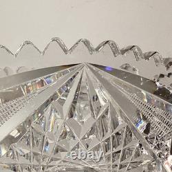 Antique ABP American Brilliant Cut Glass Punch Bowl Pedestal Hobstar Pinwheel