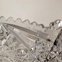 Antique ABP American Brilliant Cut Glass Punch Bowl Pedestal Hobstar Pinwheel
