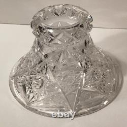 Antique ABP American Brilliant Cut Glass Punch Bowl Pedestal Hobstar Pinwheel