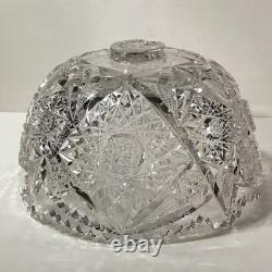 Antique ABP American Brilliant Cut Glass Punch Bowl Pedestal Hobstar Pinwheel
