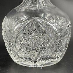 Antique ABP American Brilliant Period Cut Crystal Glass Wine Decanter Hobstar