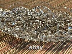 Antique ABP American Brilliant Period Cut Glass Crystal Boat Bowl Tray 14.5