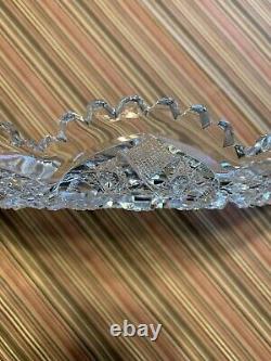 Antique ABP American Brilliant Period Cut Glass Crystal Boat Bowl Tray 14.5