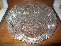 Antique ABP American Brilliant Period Cut Glass Shallow Crystal Bowl 10