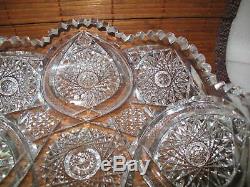 Antique ABP American Brilliant Period Cut Glass Shallow Crystal Bowl 10