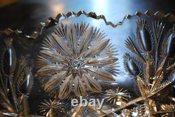 Antique ABP American Brilliant Period STAR & THISTLE Hand Cut CRYSTAL BOWL Heavy