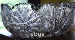 Antique ABP American Brilliant Period STAR & THISTLE Hand Cut CRYSTAL BOWL Heavy