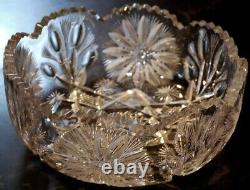 Antique ABP American Brilliant Period STAR & THISTLE Hand Cut CRYSTAL BOWL Heavy