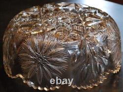 Antique ABP American Brilliant Period STAR & THISTLE Hand Cut CRYSTAL BOWL Heavy