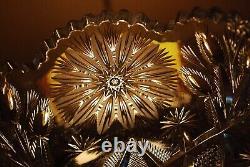 Antique ABP American Brilliant Period STAR & THISTLE Hand Cut CRYSTAL BOWL Heavy