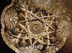 Antique ABP American Brilliant Period STAR & THISTLE Hand Cut CRYSTAL BOWL Heavy