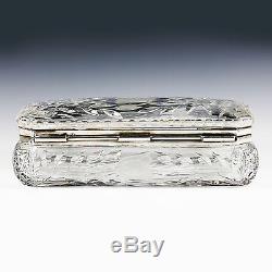 Antique ABP American Brilliant cut crystal glass gloves dresser Box hinged lid