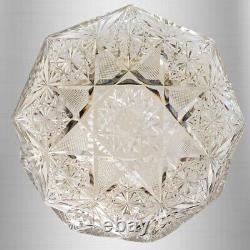 Antique ABP Brilliant Cut Period Crystal Glass Octagon Shape Hinged Dresser Box