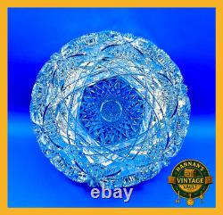 Antique ABP Cut Glass Bowl 8 Hobstar & Russian Pattern Heavy Crystal