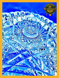 Antique ABP Cut Glass Bowl 8 Hobstar & Russian Pattern Heavy Crystal