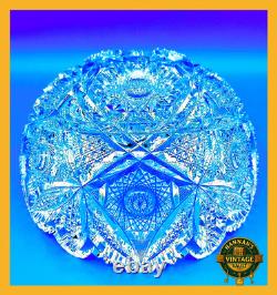 Antique ABP Cut Glass Bowl 8 Hobstar & Russian Pattern Heavy Crystal