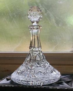 Antique ABP Cut Glass Crystal Decanter Ship Trip Liquor Wine Stopper Art Deco