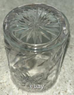 Antique ABP Cut Glass Water Set Pitcher with 4 Tumblers Cut Thistle & Cosmos