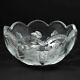 Antique ABP Glass Linear Cut Crystal Bowl Floral Daisy & Leaves Pattern 8.5 D